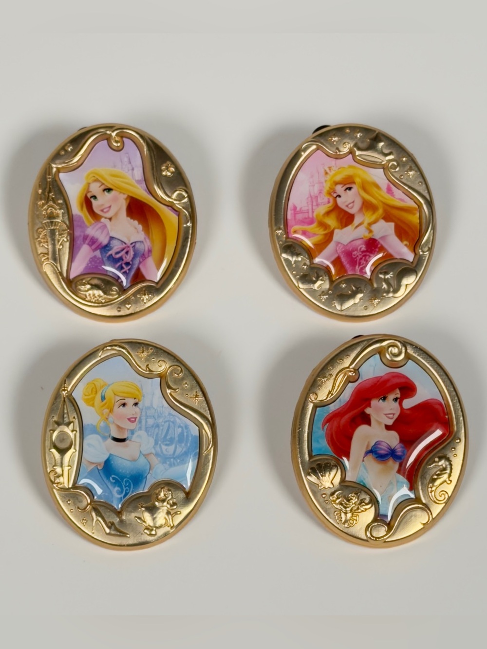 Disney Princess Gold Frame Cameo Mystery Pin Lot Ariel Cinderella Rapunzel